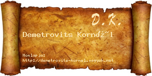 Demetrovits Kornél névjegykártya