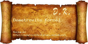 Demetrovits Kornél névjegykártya